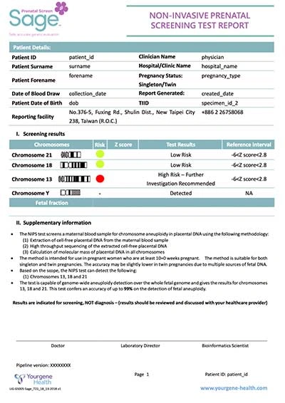 Sage Trisomy Example Screening Report